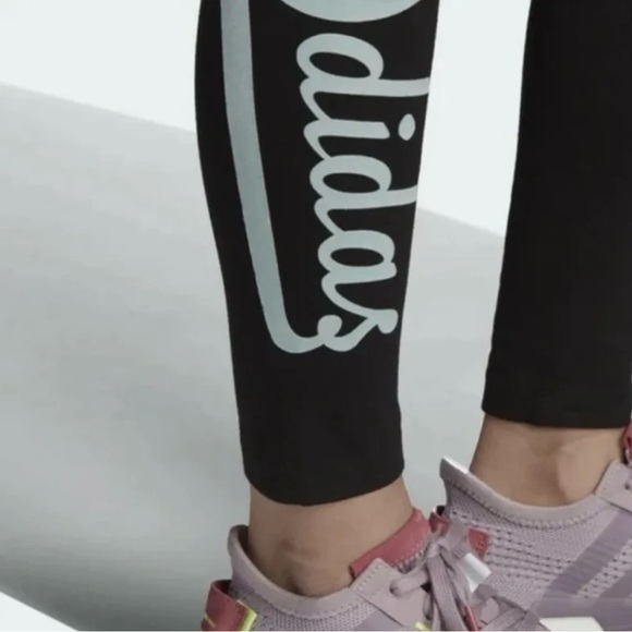 Adidas Originals Tights Leggings with Velvet Logo in (BLACK/MINT) (XS) - Picture 5 of 10